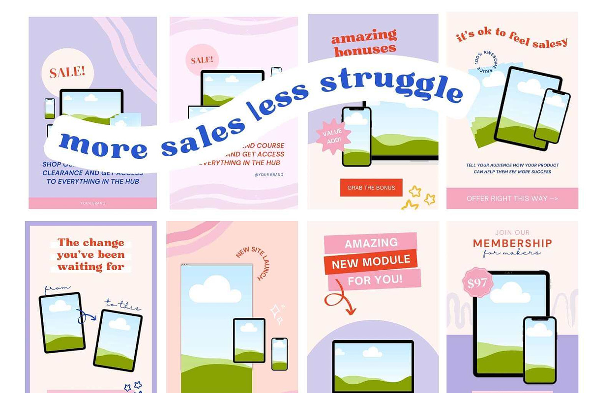 Bright & Bold Canva Device Pins, a Social Media Template by Creative Day (Photo 2 of 6)