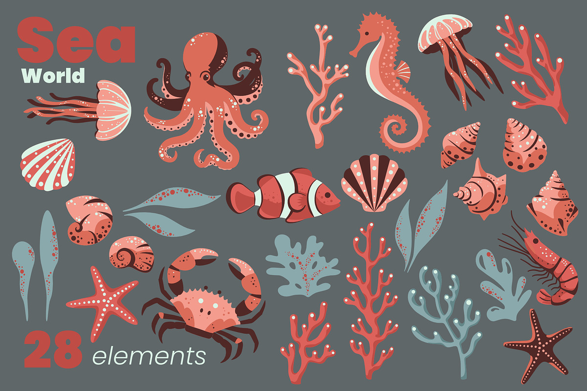 Sea World – Vector Graphic Elements, an Object Graphic by moja doodle (Photo 2 of 3)