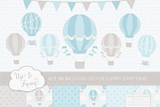 Soft Blue Hot Air Balloons, an Illustration by Amanda Ilkov (Thumbnail 1 of 5)
