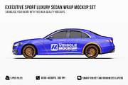 Executive Sport Luxury Sedan Set, an Advertising Mockup by Halal Graphic Studio (Thumbnail 1 of 12)