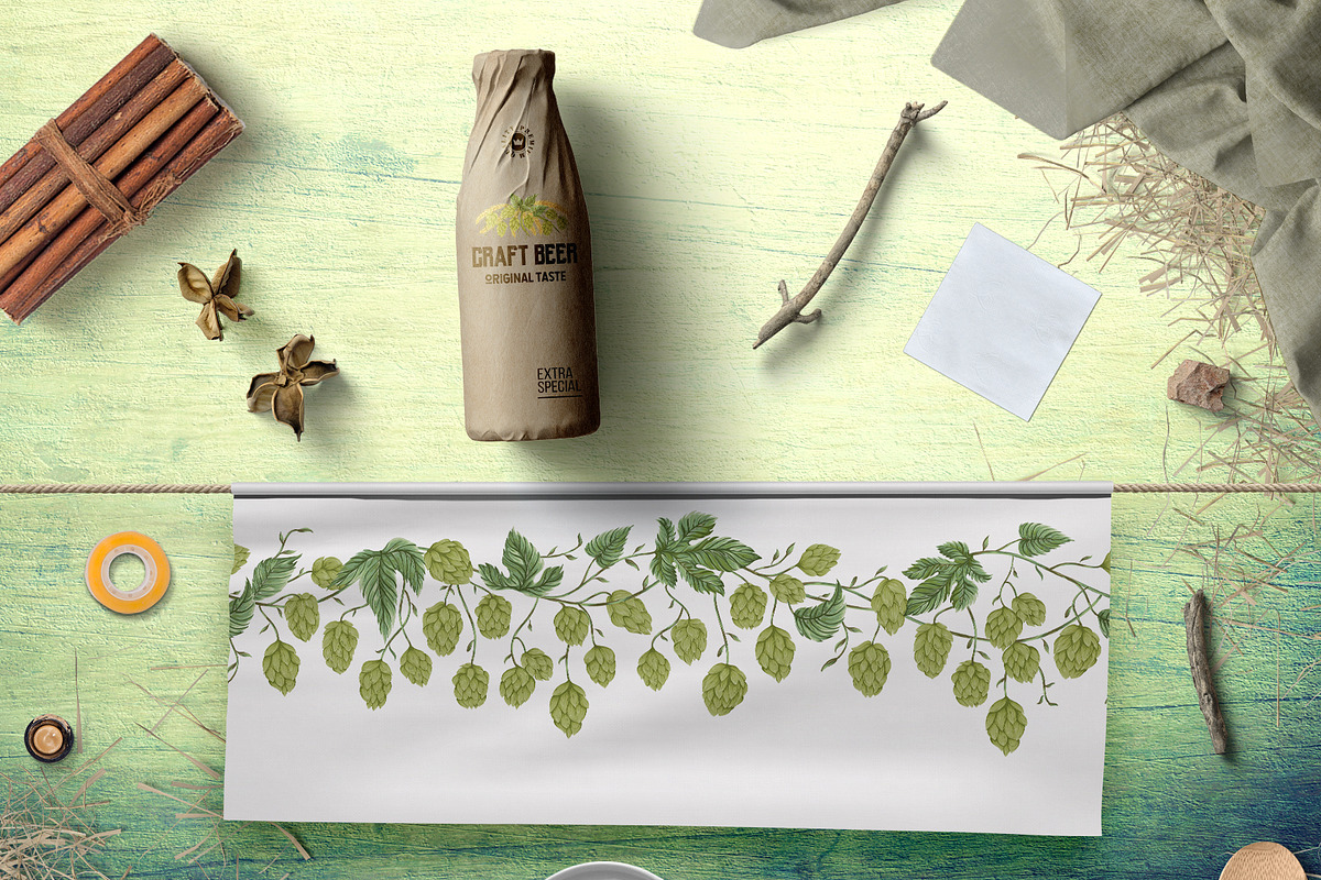Hop branches. Vector collection, a Decorative Illustration by kateja (Photo 2 of 4)