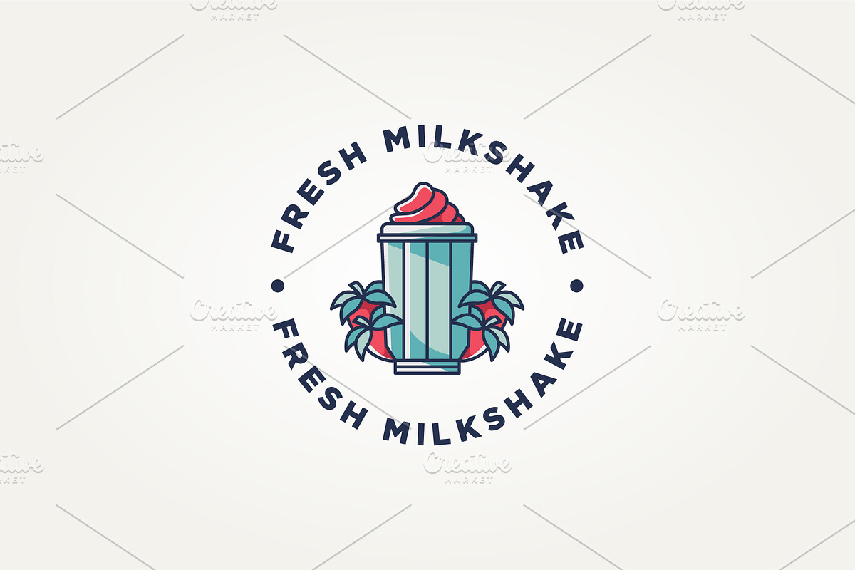 strawberry fruits milkshake logo, a Branding & Logo Template by Blazybone