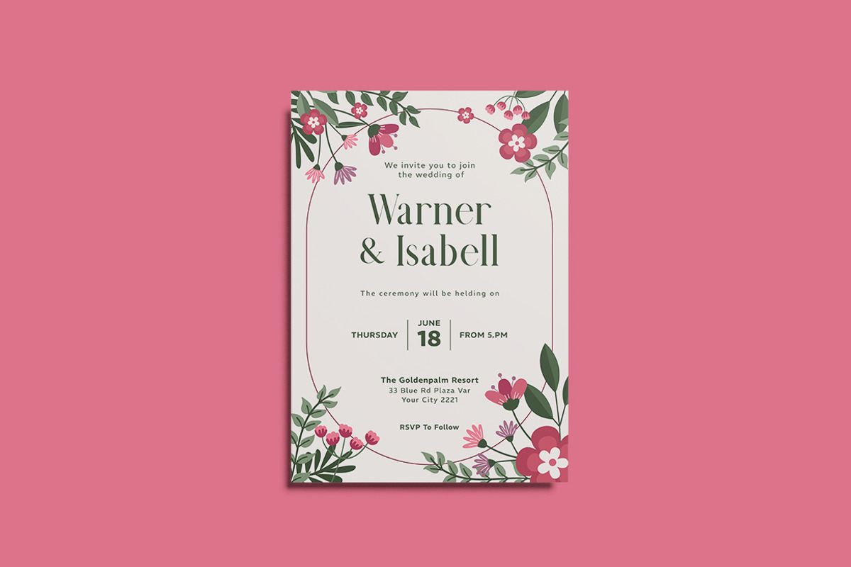 Belsa Wedding Invitation Template, an Invitation Template by iDoodle Studio (Photo 2 of 4)