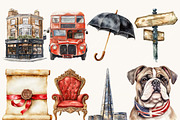 Watercolor London Vibes Clipart, an Object Illustration by BusyDaydesign (Thumbnail 3 of 9)