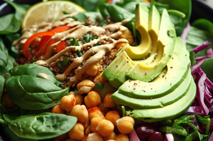 Salad with avocado, chickpeas, a Photo by Grafvision photography