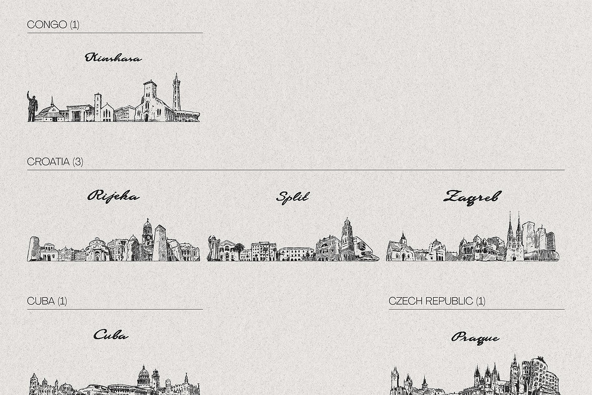 Hand Drawn City & Country Skylines, a Work Illustration by TheMountBirdStudio (Photo 7 of 20)