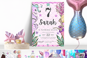 Mermaid Birthday Bundle Canva Templa, a Marketing Template by Coco Bloom (Thumbnail 7 of 7)