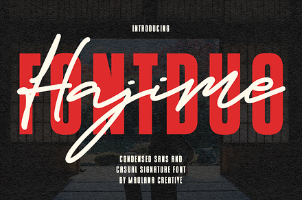 Hajime Script Font Duo Free Sans, a Script Font by Maulana Creative