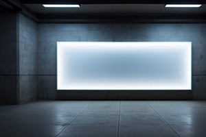 Blank digital billboard in dark city