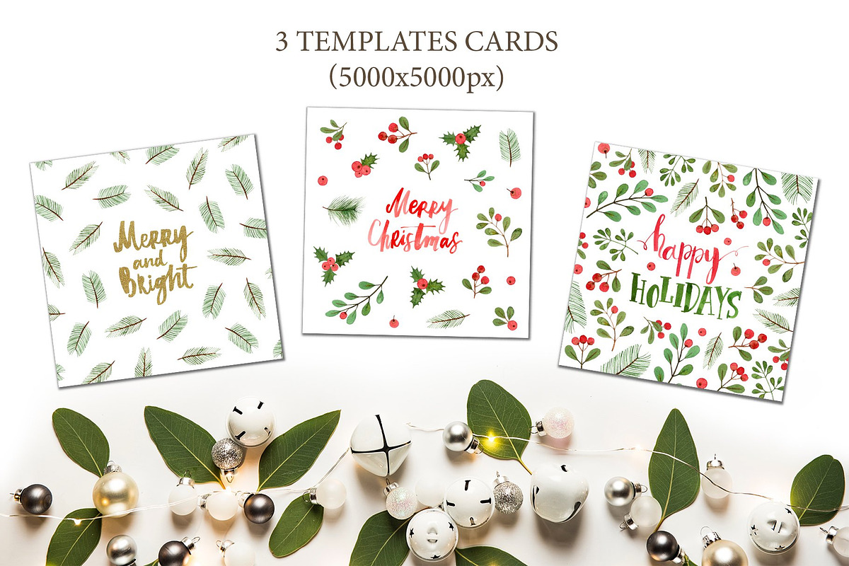 Xmas winter plants. Watercolor set, a Seasonal Illustration by alenaganzhela (Photo 4 of 9)