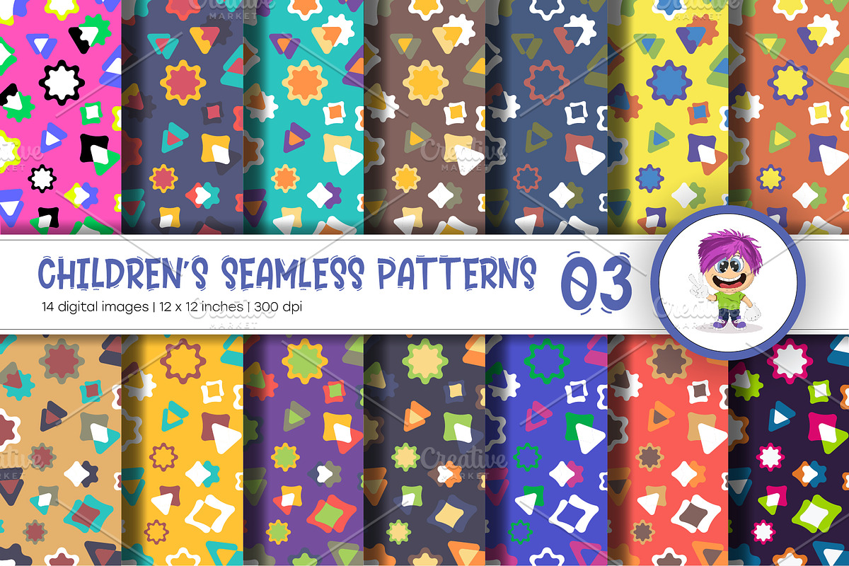 Cute Baby Seamless Patterns 03, a Texture Graphic by KENO Mascots (Photo 1 of 4)