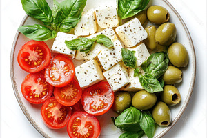 Feta cheese tomato and olive salad f, a Food & Drink Photo by Pixeness Studio