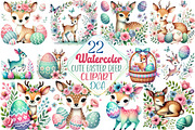 Watercolor Cute Easter Deer Clipart, an Illustration by DreamCafeArt (Thumbnail 1 of 5)