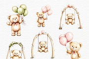Watercolor baby bear on a swing png, an Animal Illustration by Invite to Clipart (Thumbnail 5 of 5)