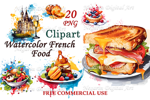 Watercolor French Food Clipart