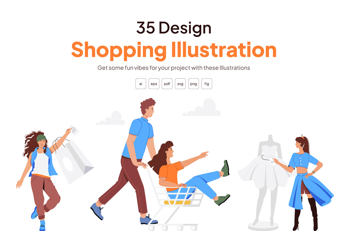 Shopping Vector Illustration Set, a Person Illustration by Vectors Market (Photo 1 of 8)