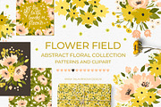 Flower Field pattern & clipart, a Background Graphic by Cozy pattern shop (Thumbnail 7 of 7)