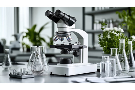 Modern laboratory setting with a, an Abstract Photo by Sergey Kotenev