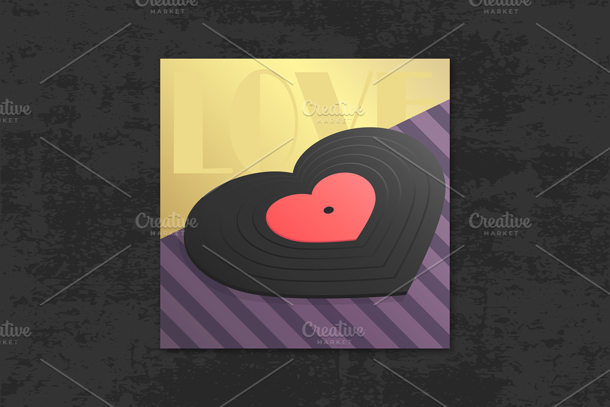 Heart Vinyl Record Background, a Decorative Illustration by PsychocheArt (Photo 2 of 3)