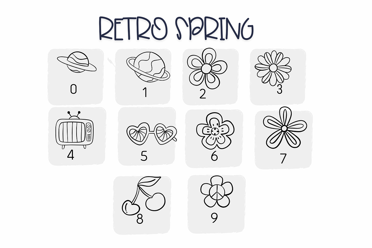 Retro Spring | Symbols Fonts, a Symbol Font by Sirinart (Photo 7 of 12)