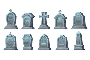 Stone Tombstones. Ancient Halloween