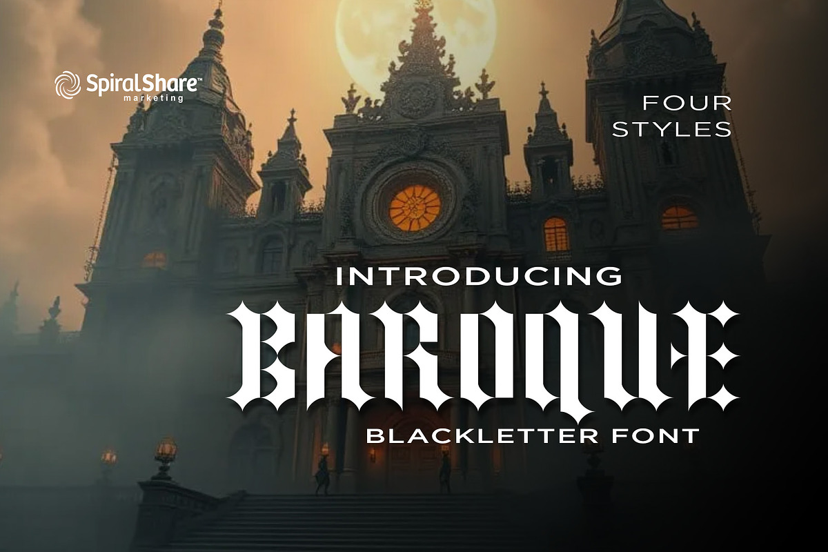 Baroque Blackletter Font, a Blackletter Font by SpiralShare Digital (Photo 1 of 3)