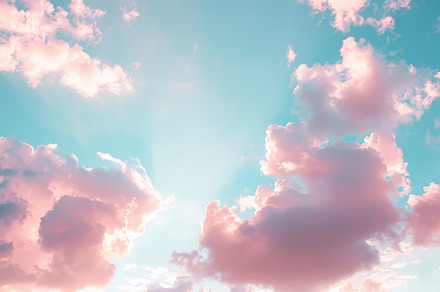 Pastel Dreamscape: Cotton Candy Clouds Adorning a Serene Sky - Generative AI