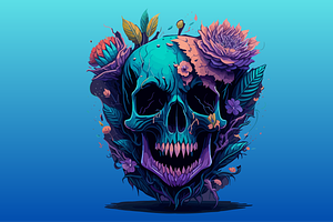 50 Floral Dead Skull Illustrations