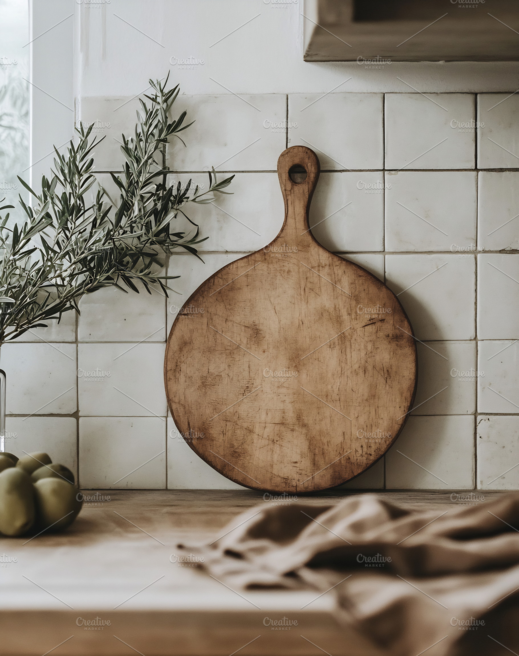 Wooden cutting board on kitchen wall, a Photo by Beautiful things