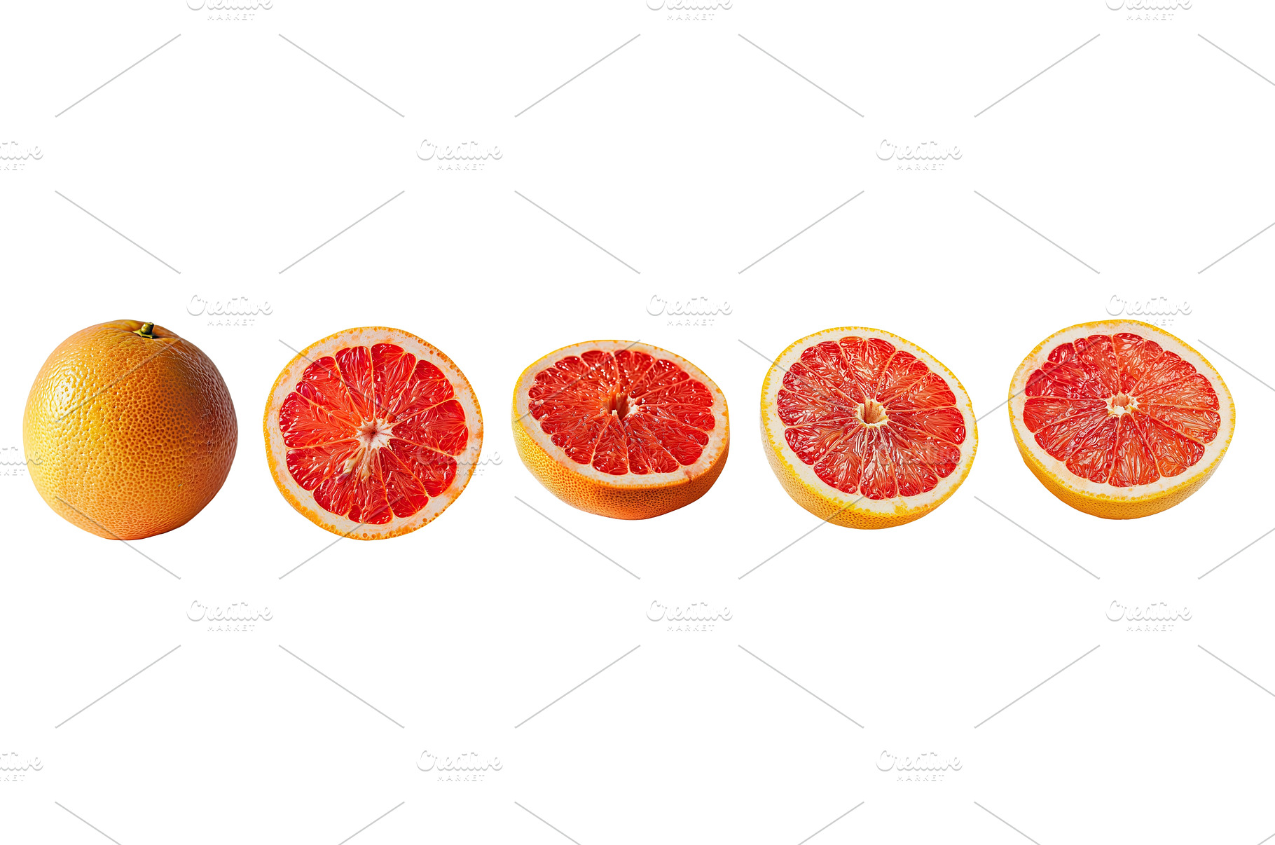 Whole and halved grapefruits, a Food & Drink Photo by piter.goskov