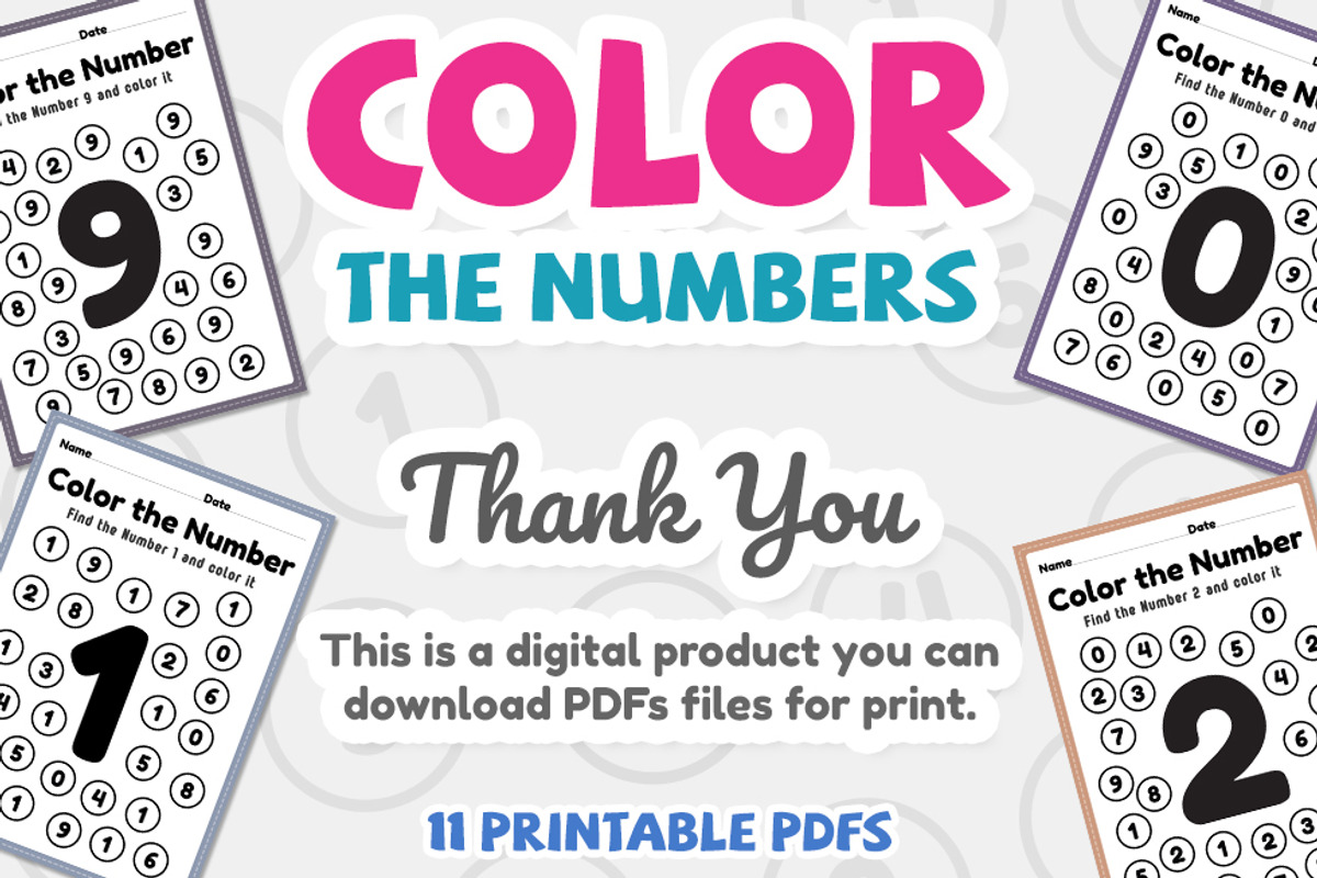 Coloring numbers, 1 to 10 math, an Education Illustration by TukTuk Design (Photo 7 of 7)