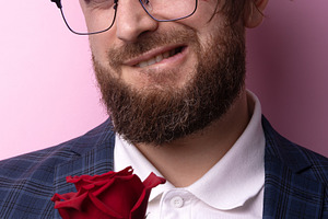 Smiling Man with Red Rose, a Person Photo by Ales Munt