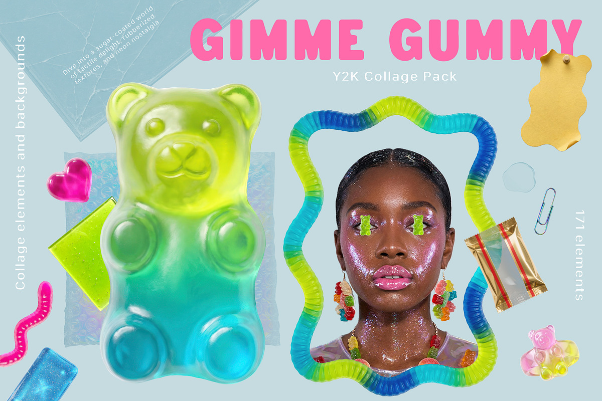 Gimme Gummy: Y2K Collage Pack, an Object Graphic by divanovskaya_nv (Photo 1 of 17)