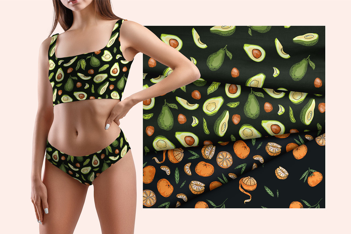 Avocado & Mandarin seamless patterns, a Pattern Graphic by Alenkakarabanova (Photo 6 of 6)