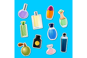 Vector Perfume Bottles Stickers Of