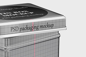 Metallic Square Tin Box Mockup