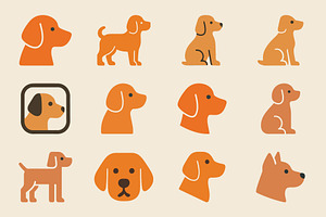 Dog Breed Icons Flat Design, a Branding & Logo Template by Vectorium Studio