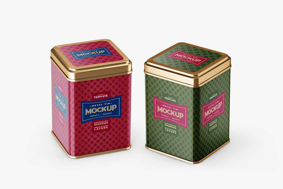 Square Tin Can Mockup Set, a Cups & Container Mockup by Deeplab (Photo 9 of 16)