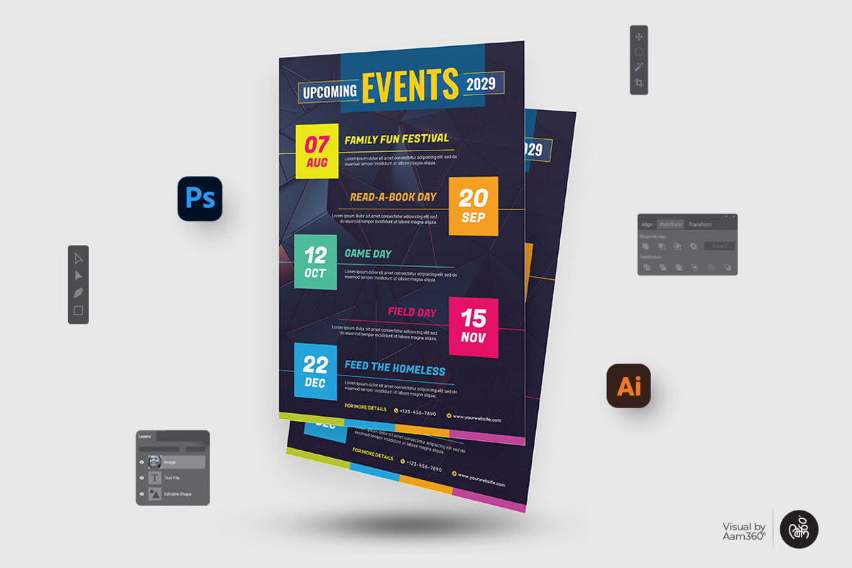 Events Schedule Flyer Template, a Flyer Template by Aam360