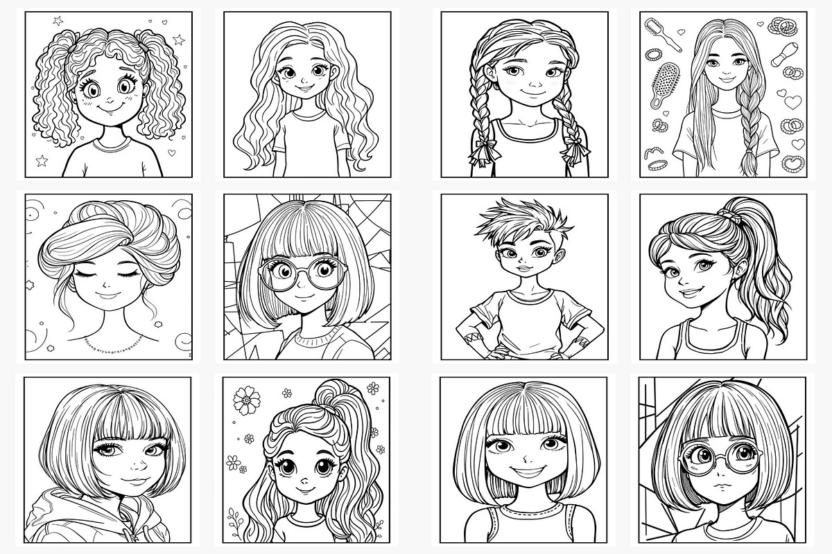 Girls Hairstyles Coloring Pages