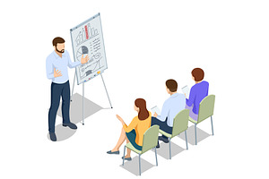 Isometric scene of people analyzing, a Person Illustration by Golden Sikorka
