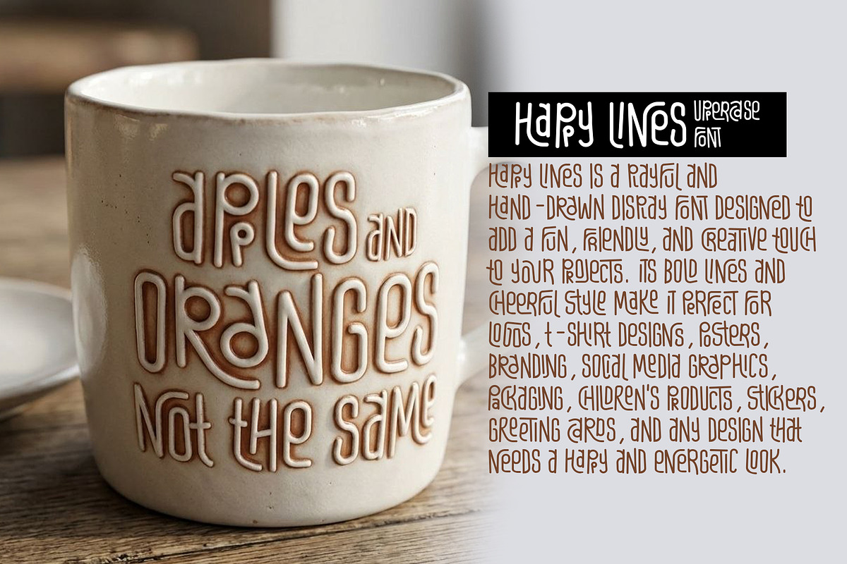 Happy Lines Uppercase Font, a Script Font by akropol (Photo 1 of 6)