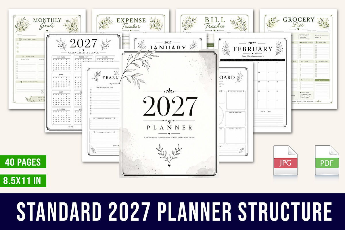Standard 2027 Planner Structure, a Stationery Template by Designmela01 (Photo 1 of 5)