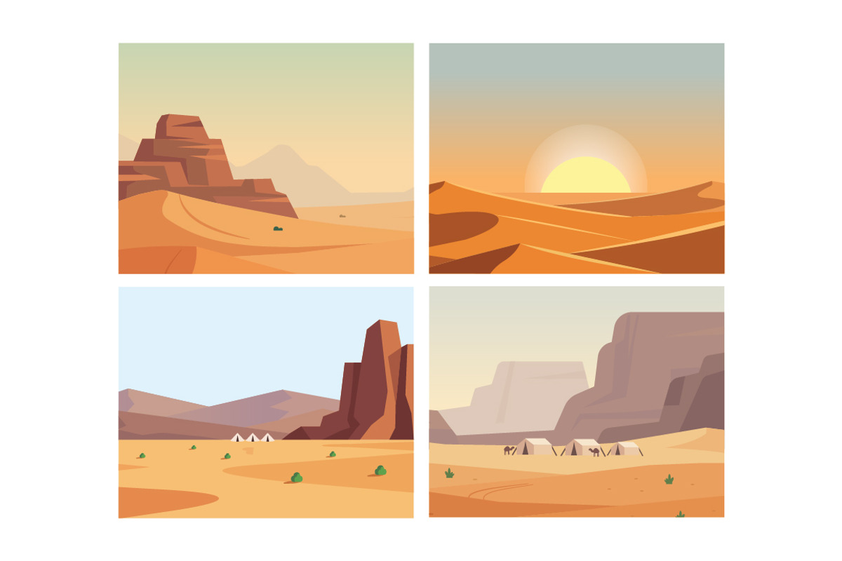 12 Desert Landscapes Collection, a Seasonal Illustration by jongcreative (Photo 2 of 3)