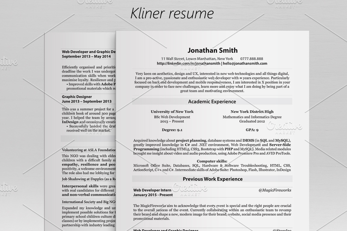 Kliner • Simple professional resume, a Resume Template by Dragoș Neagu (Photo 1 of 5)