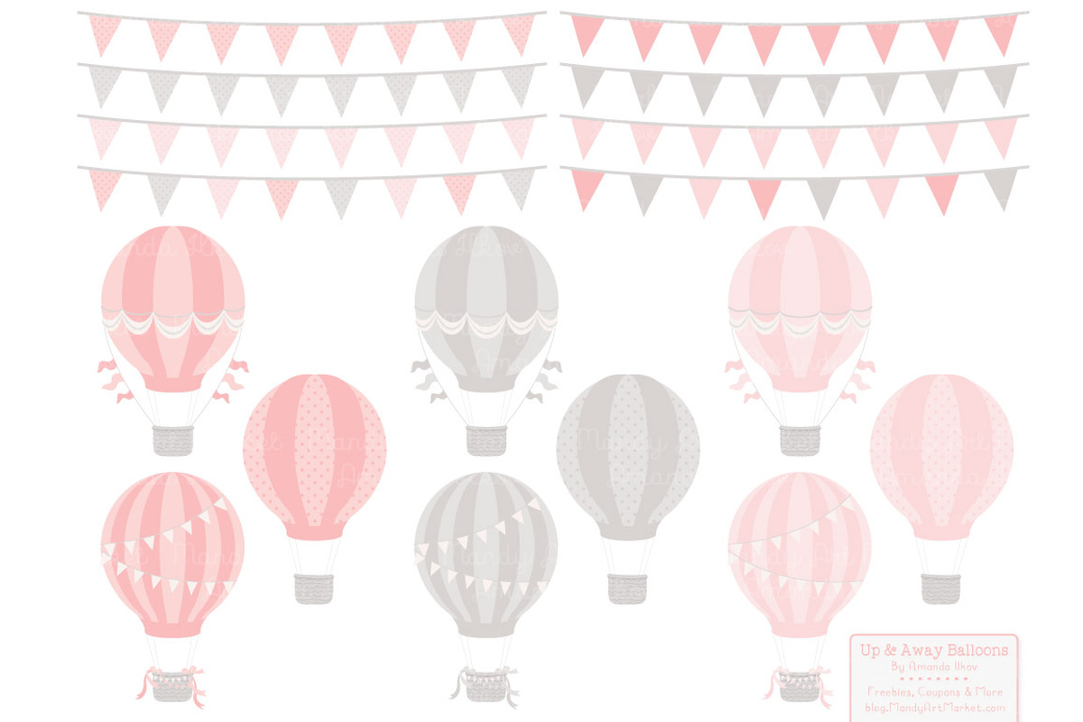 Soft Pink & Grey Hot Air Balloons, an Illustration by Amanda Ilkov (Photo 4 of 5)