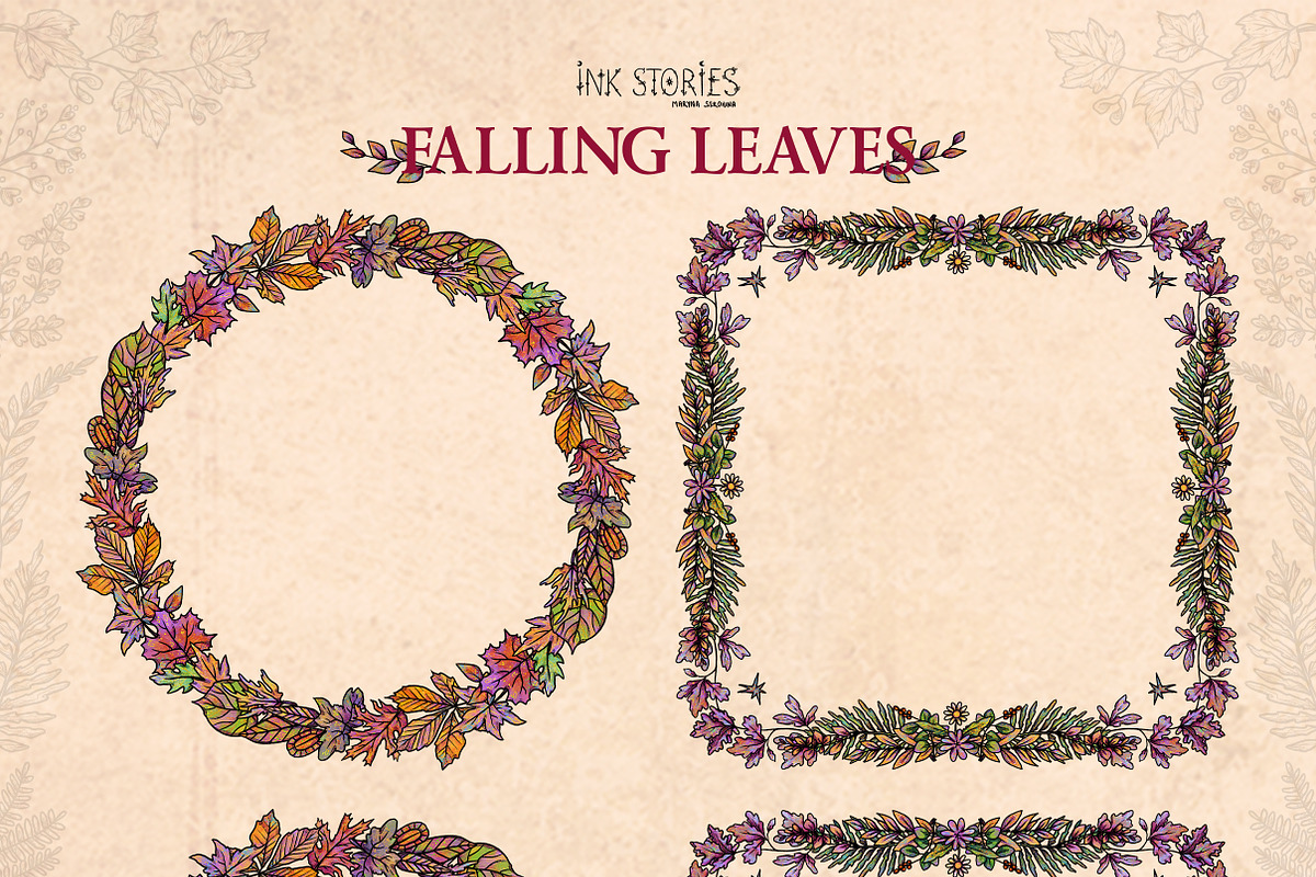 Falling Leaves Vintage Autumn Bundle, a Seasonal Illustration by Ink Stories (Photo 8 of 20)