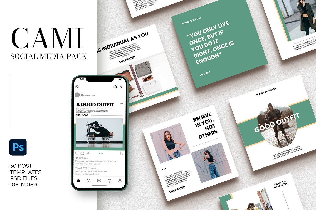 Cami Instagram Templates Set | PS, a Social Media Template by Anna Studio (Photo 1 of 5)