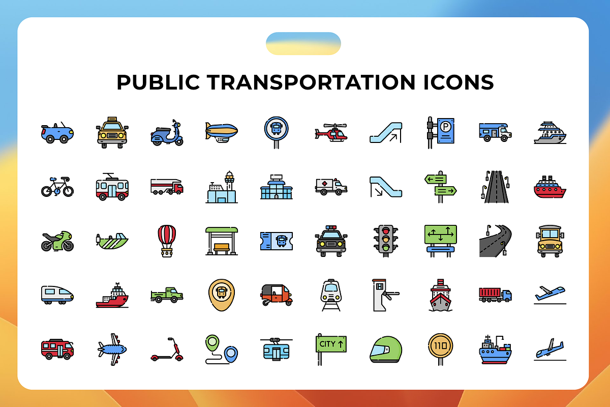 Public Transportation Icons, an Icon by Wencory