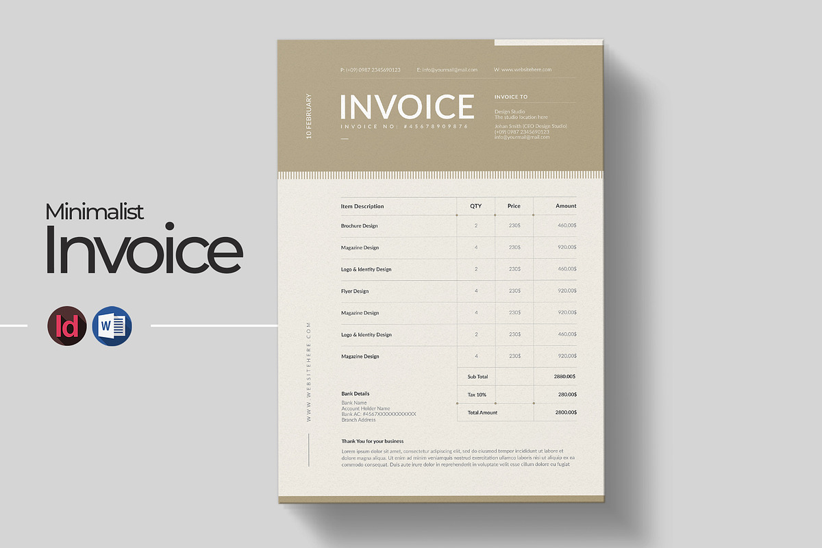 Business Invoice | Word & InDesign